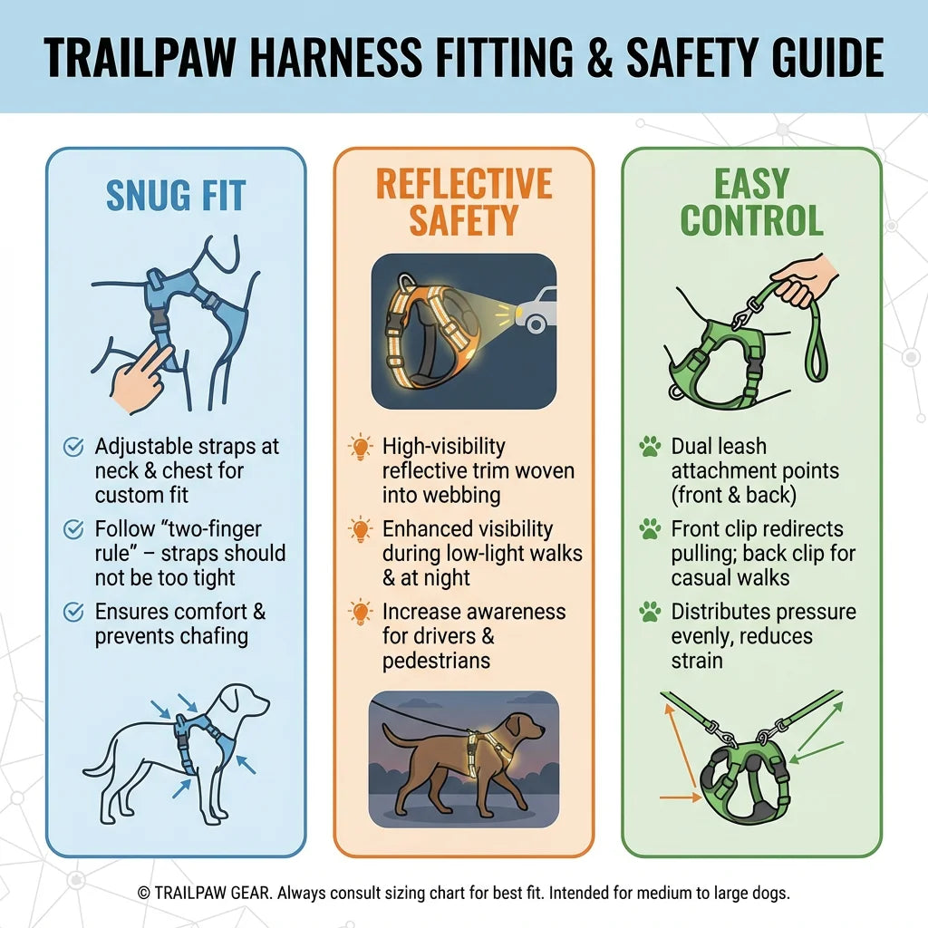 TrailPaw Comfort-Fit No-Pull Reflective Harness