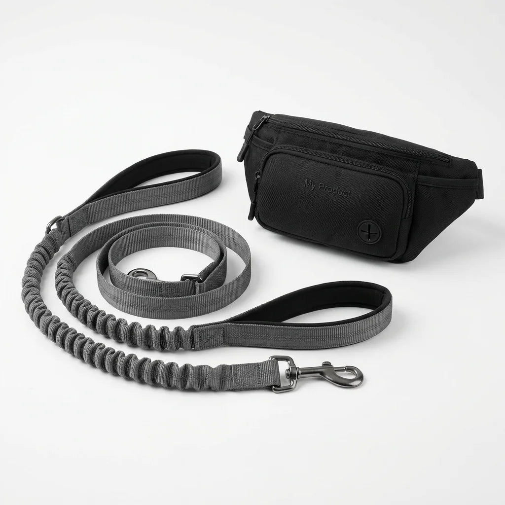 TrailPaw Hands-Free Dog Leash with Adjustable Waist Belt & Removable Pouch